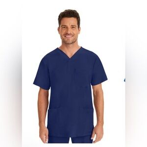 HH WORKS by HEALING HANDS MENS V NECK SCRUB TOP NAVY XL “MATTHEW”